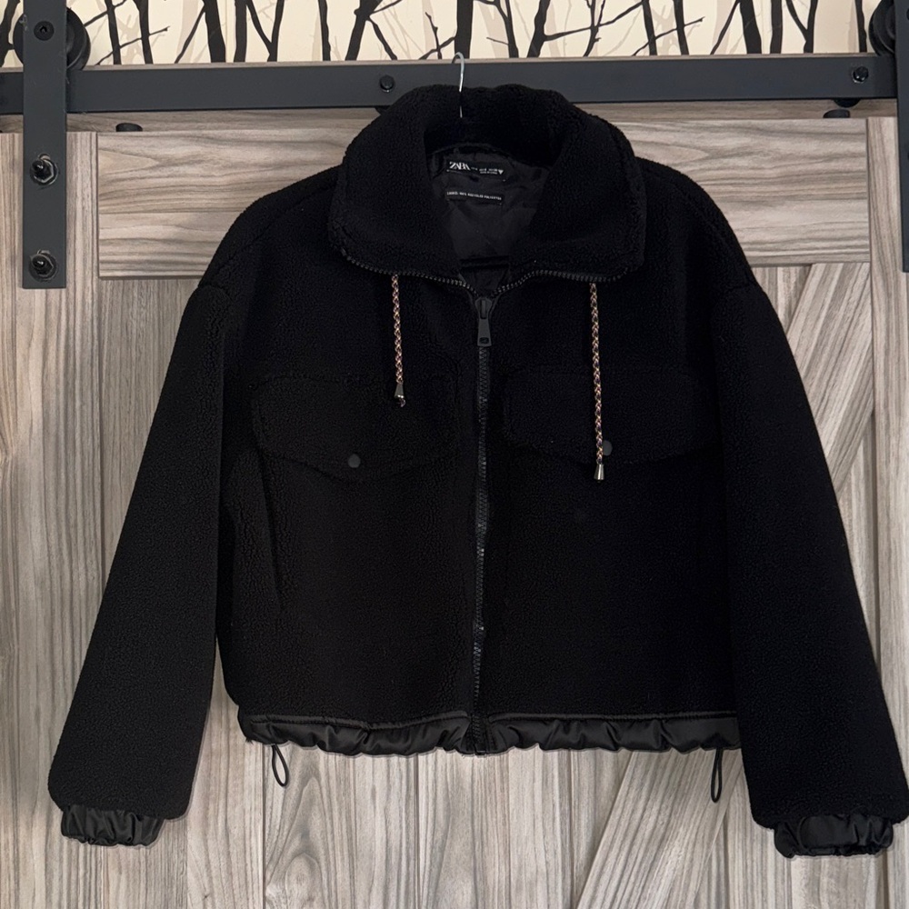 Zara Black Teddy fleece Jacket